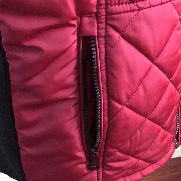 Andrew Marc burgundy and black quilted puffer zip up vest - Picture 5 of 9